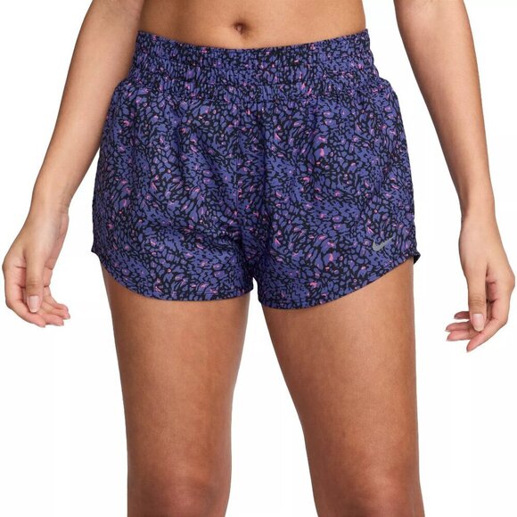 NWT Nike One Dri-FIT Mid-Rise 3" Brief Lined Purple Printed Running Shorts - Picture 1 of 8
